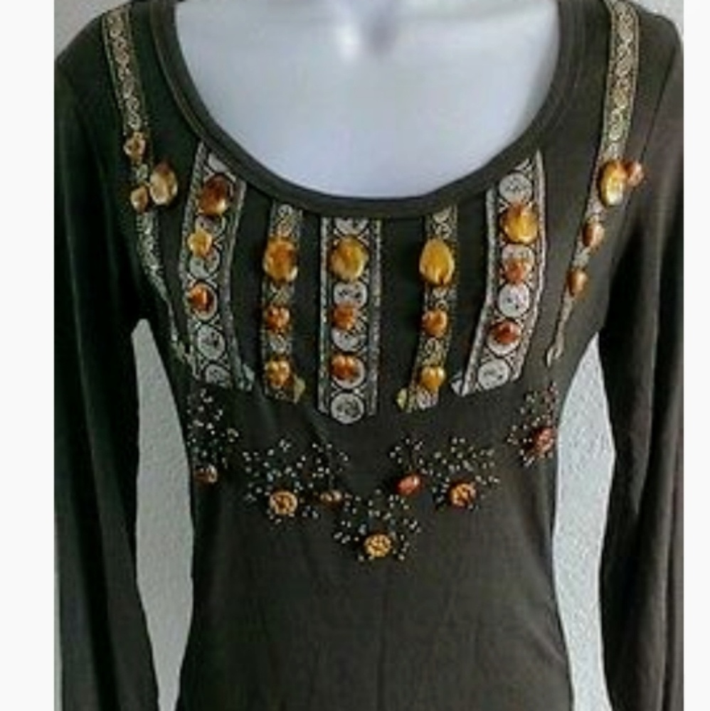 Long sleeve beaded shirts